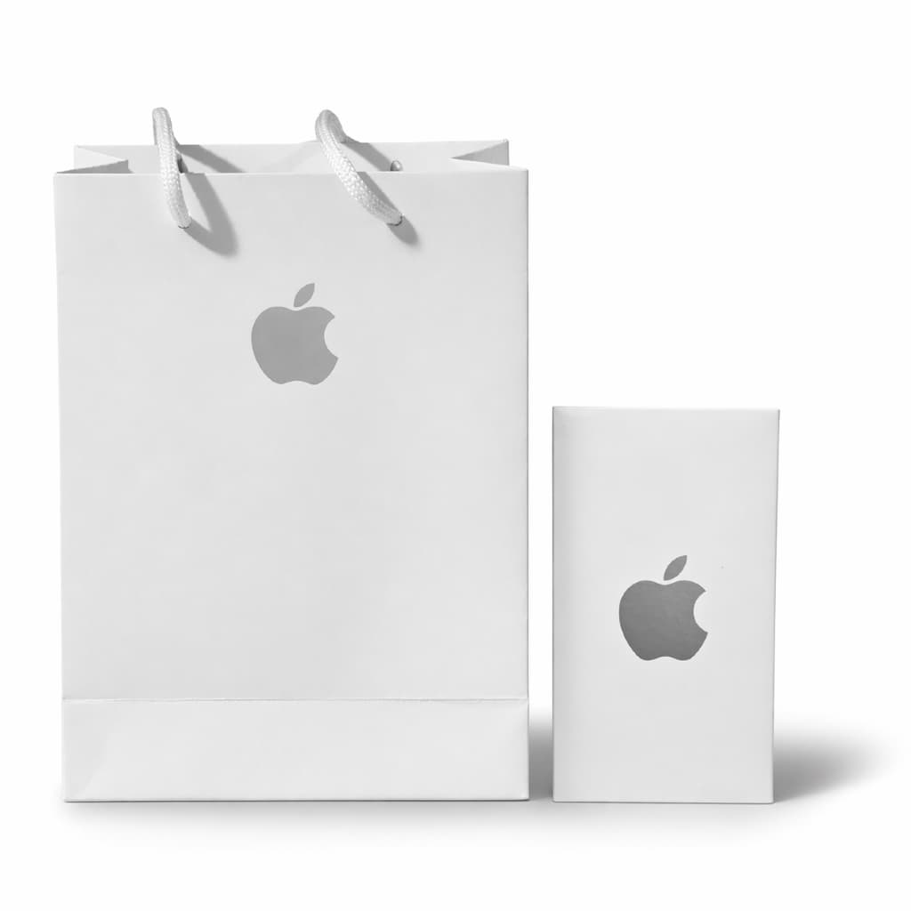10 Sacola de Papel + 10 Caixa /Bolsa Stilo Apple Branca - Para Lojas de Telefones Celulares - Acessórios - P 22x15x7