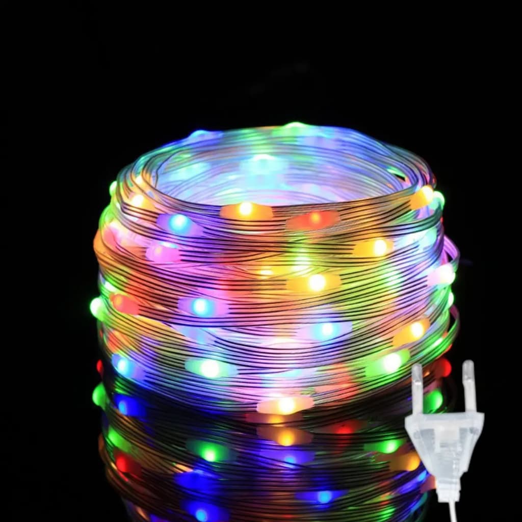 Pisca 30m/50m/100m Fio de Fada Cordão Pvc Bivolt Prova Dágua 8 Modos Rgb para festas de Natal