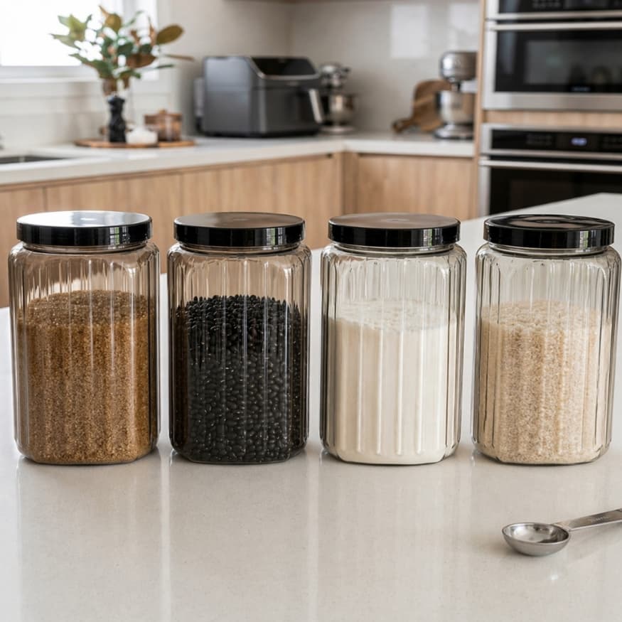 Jogo Potes 4 Porta Mantimentos Plástico Fileto 2,5LT Grande Cozinha Plástico