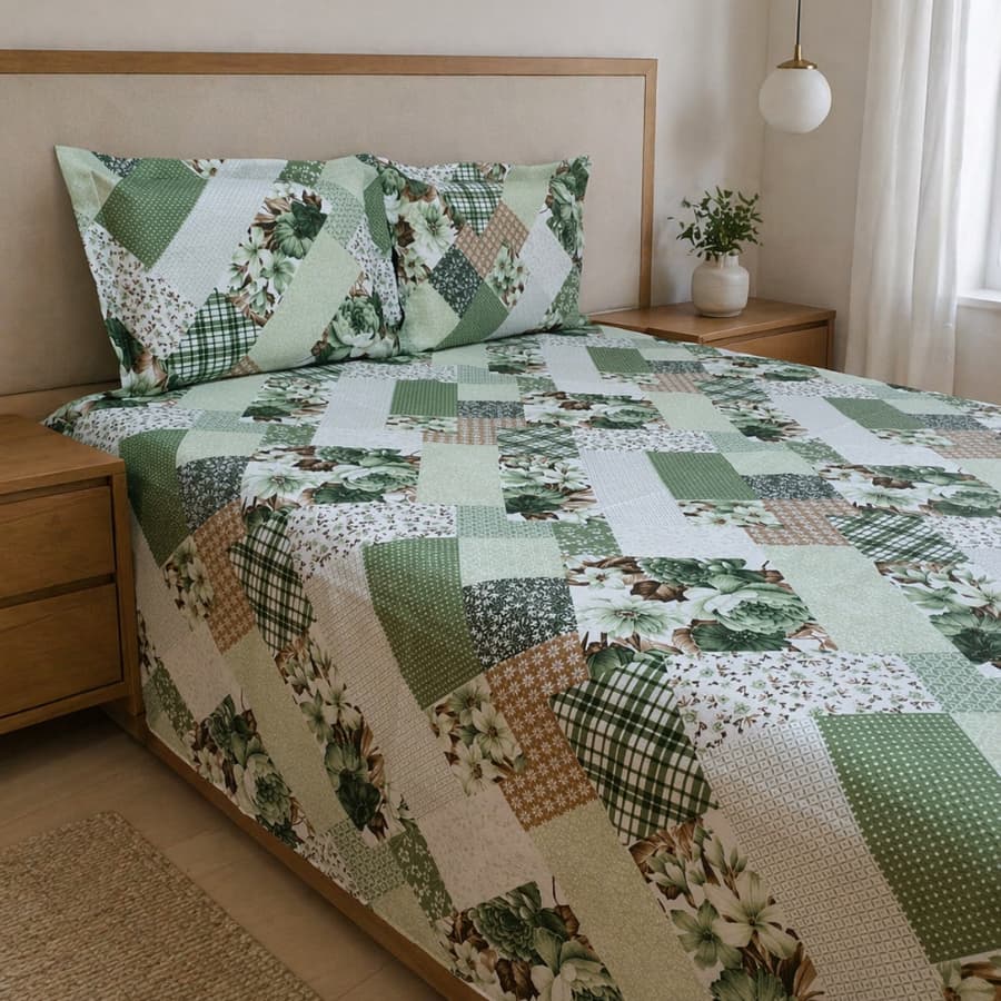 Cobre Leito Casal Estampado 3 Peças – Tecido Leve, Sem Matelassê