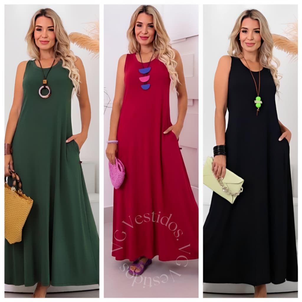 Vestido Feminino Longuete Casual Soltinho Elegante Confortavel Verão Outono Inverno - 506