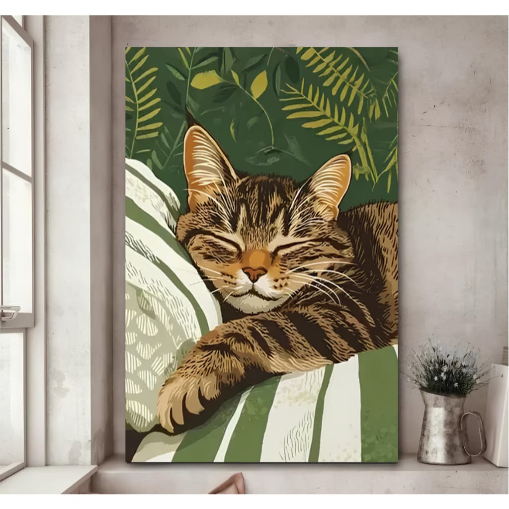 Quadro decorativo gato fofo dormindo decoração para amantes de gato - sala - quarto