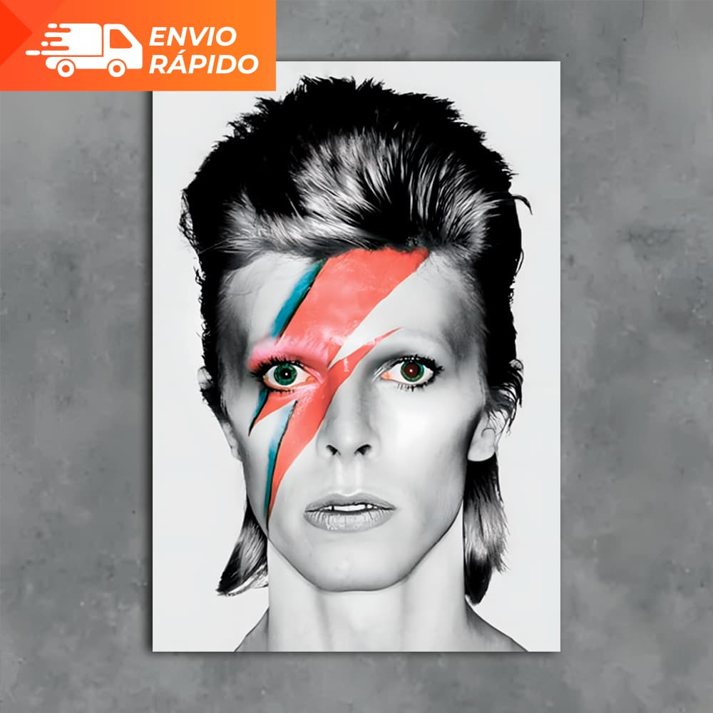 Quadro Decorativo David Bowie Placa MDF Adesivado Música Rock Pop Quarto Estúdio Fita Dupla Face Poster
