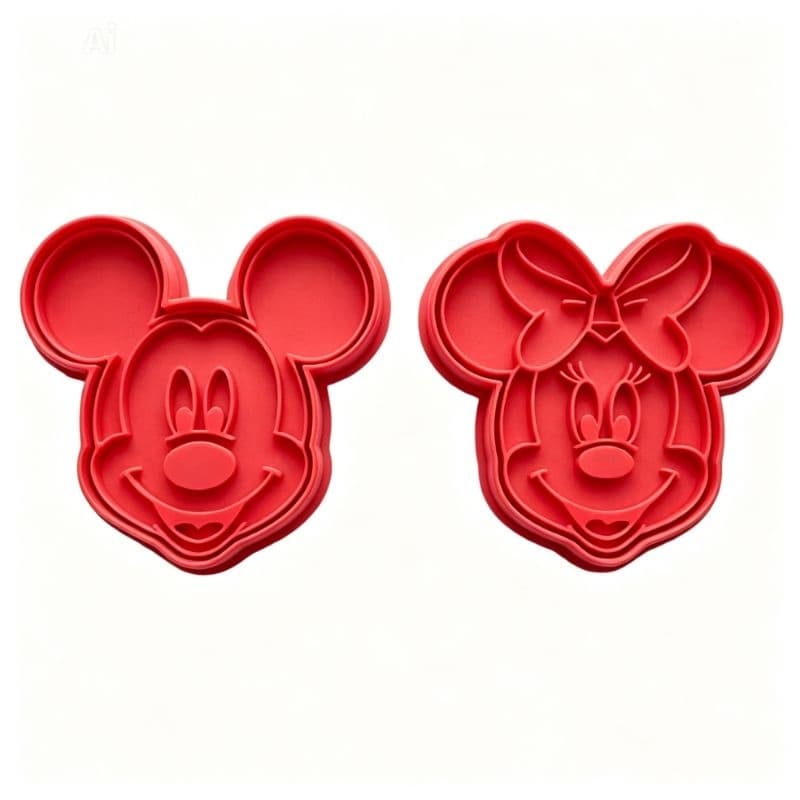 Kit 2 Cortadores de Biscoito Casal Mickey e Minnie Disney Festinha