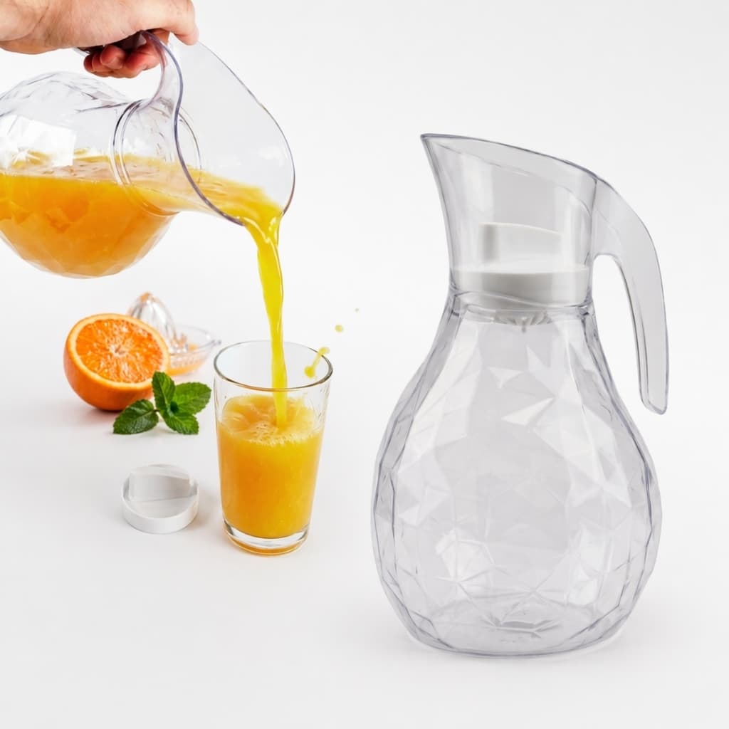 Jarra 2,3L Plástico Cristal com Tampa Suco Refresco Água e Bebidas