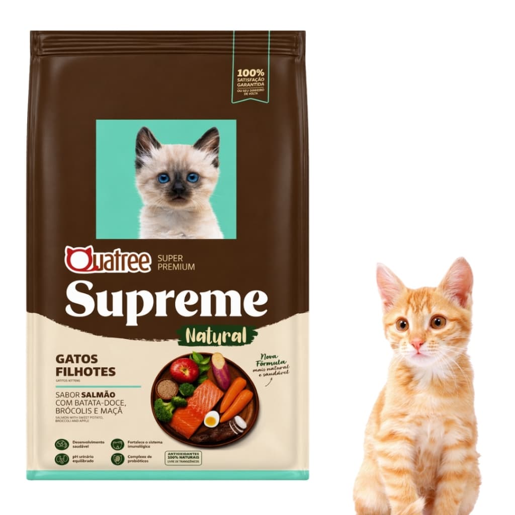 Ração Quatree Supreme Gatos Filhotes Sabor Salmão e Batata Doce 1kg