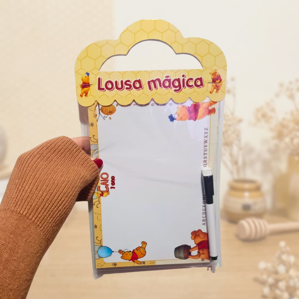 Lousa Mágica 3 em 1Pooh - Lembrancinha Personalizada Pooh - Lousa Mágica Ursinho Pooh