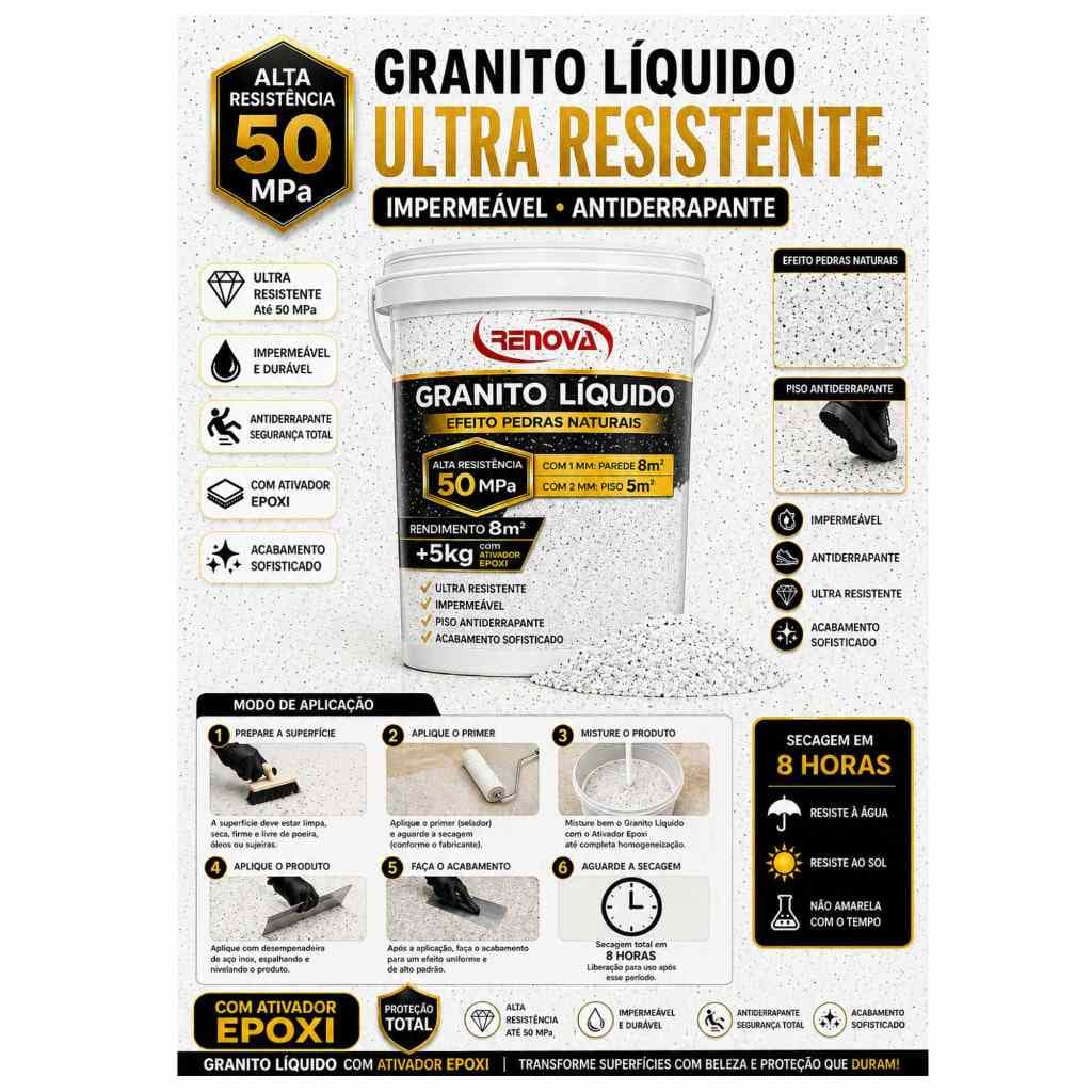 Granito liquido  epóxi RENOVA 5KG (CORES SECAGEM 8 HORAS)