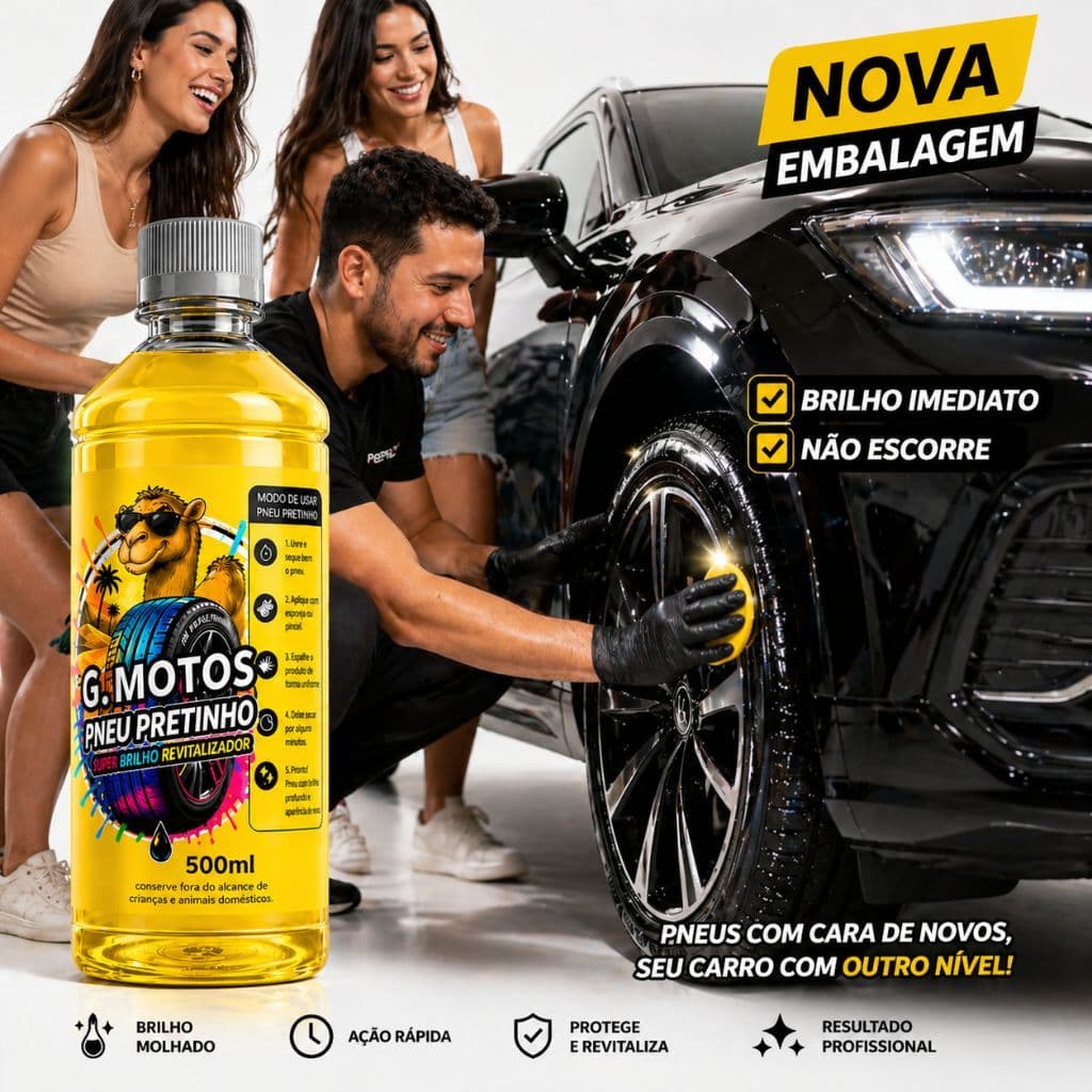 Baba de Camelo 500ML Pneu Pretinho Linha G Motos Brilho Imediato
