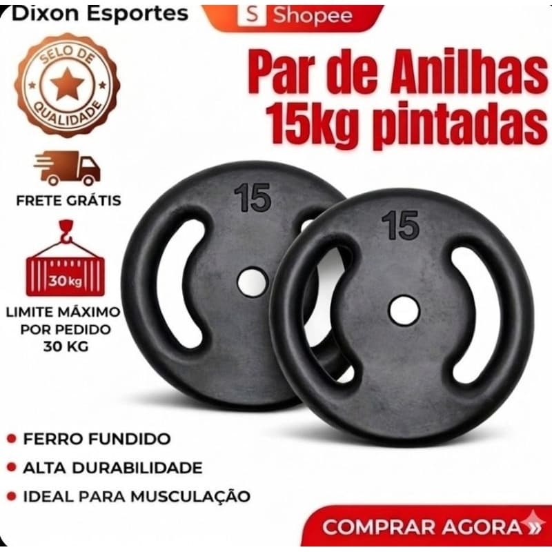 Par Anilhas 15kg Pintadas (2×15kg) Treinos Musculação Academia