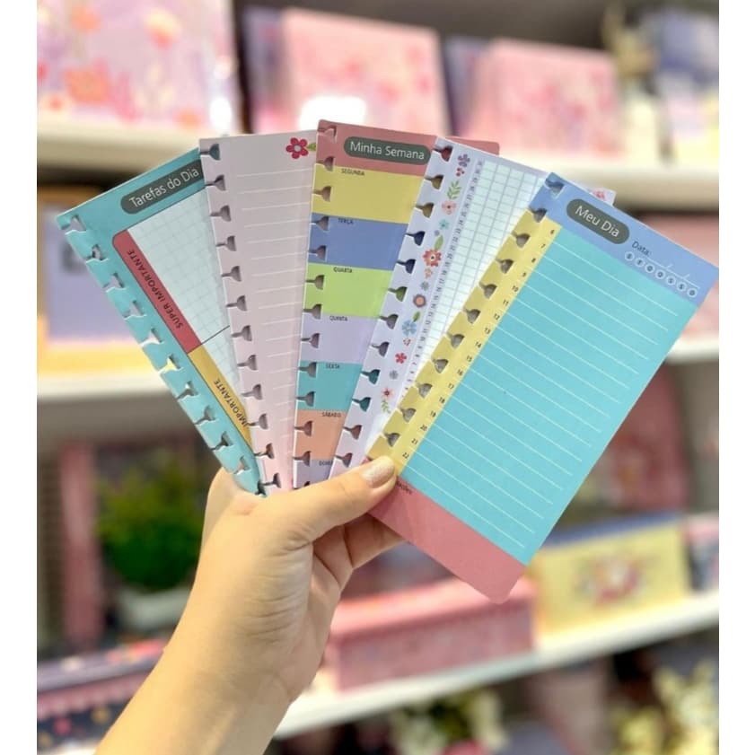 Bloco de notas folhas removíveis e reposicionáveis floral wireo