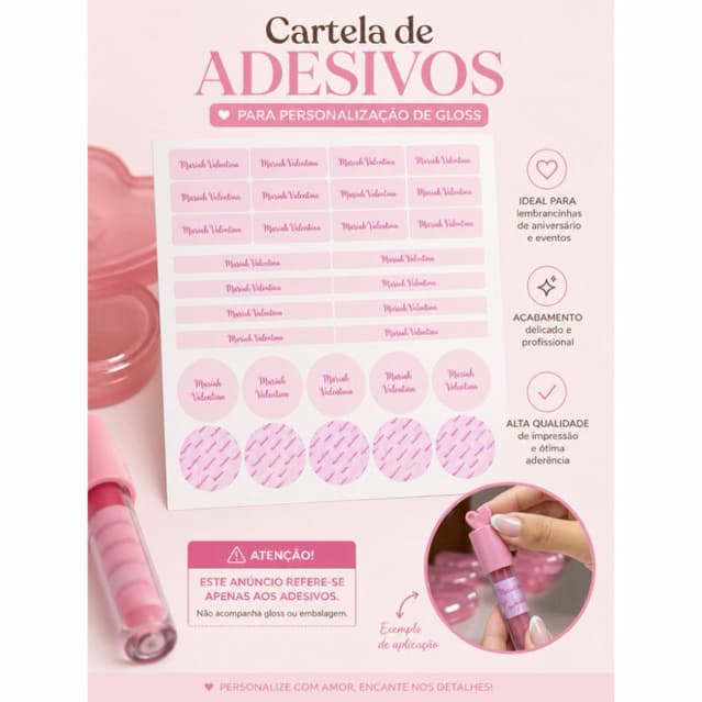 Adesivos Personalizados para Lembrancinhas - Kit Maquiagem Infantil (Apenas Adesivos)