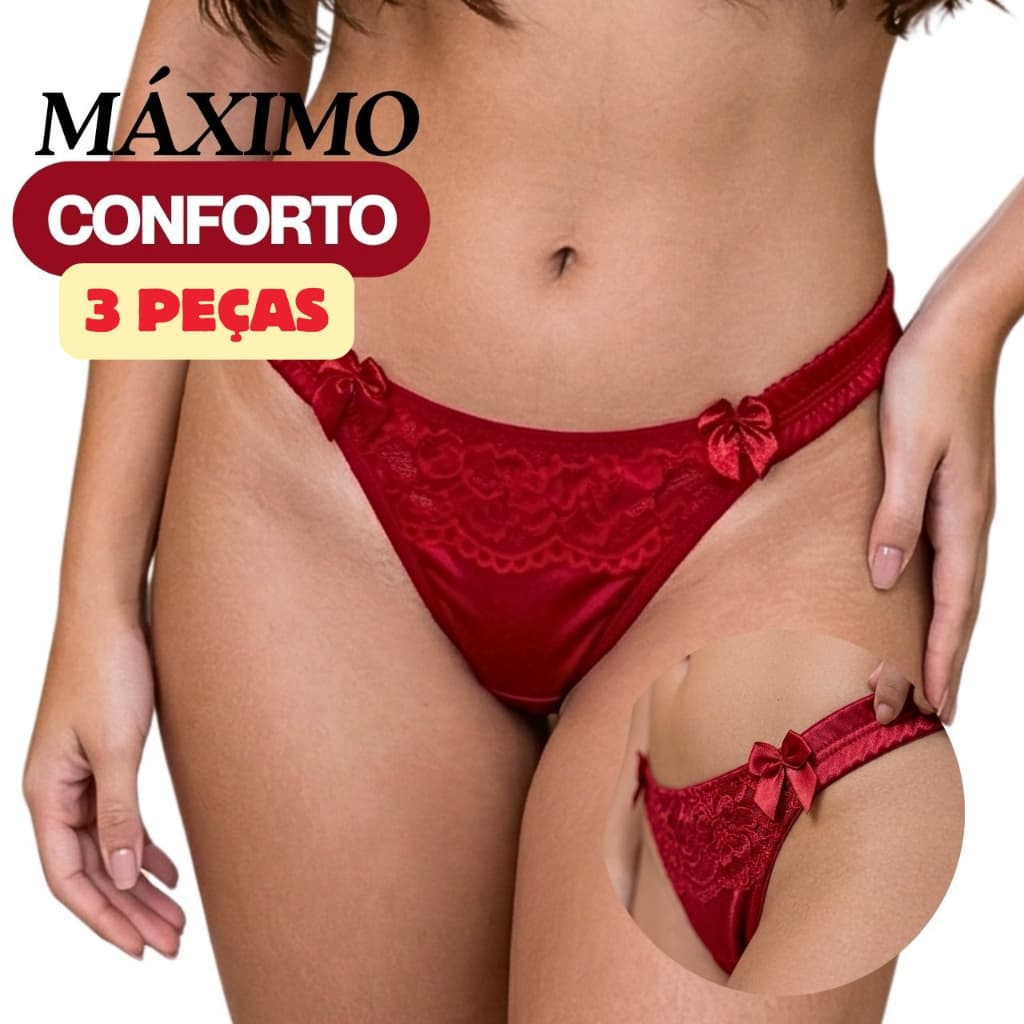 Kit de 3 Calcinhas Feminina Tanga em Microfibra com Elástico Confortável P ao G