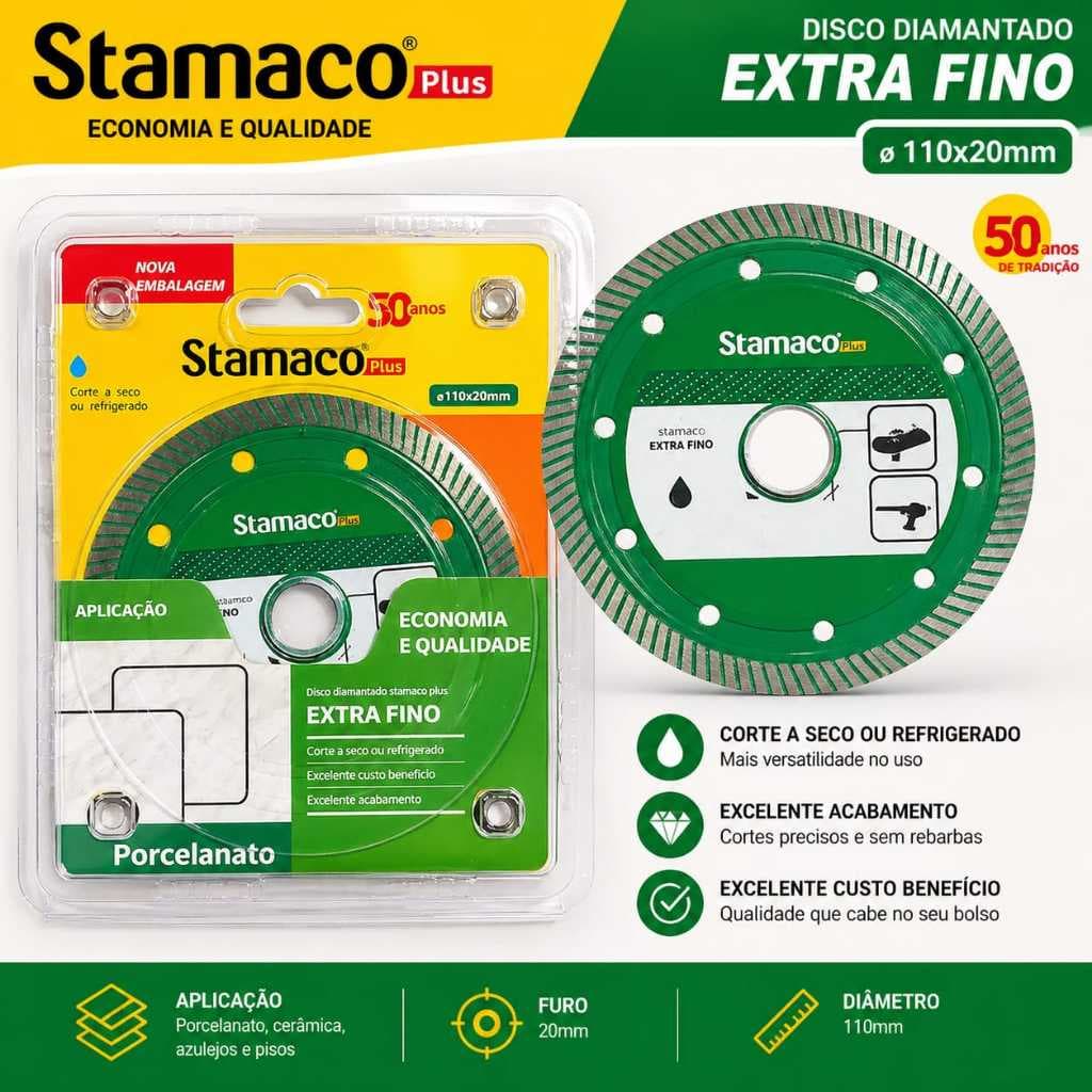 Disco de porcelanato extra fino diamantado plus 110x20mm