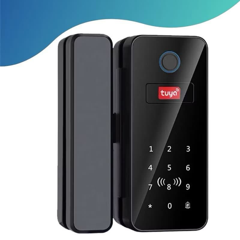 Fechadura Eletrônico de Impressão Digital Smart Lock, Tuya App, Bluetooth, WiFi para porta de vidro