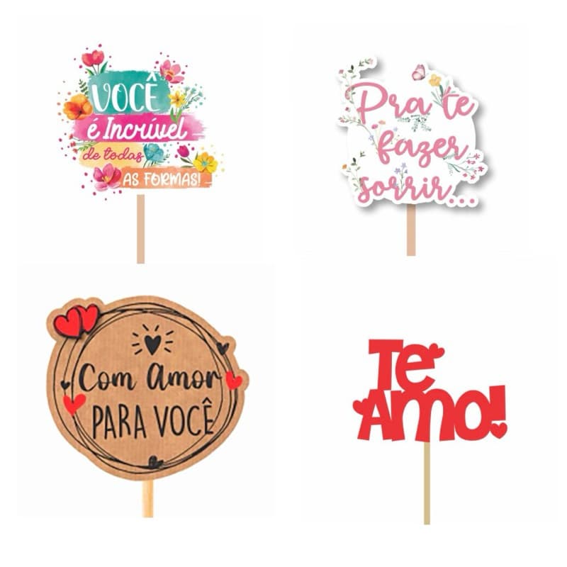 kit Com 4 Placas de MDF Albano Com Frases Diversas