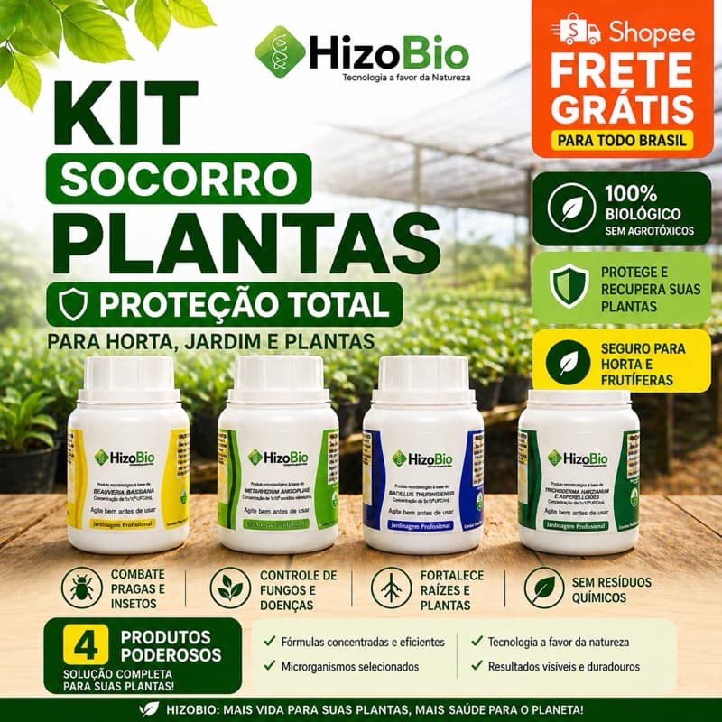 Kit Controle Total  – 4 Biológicos para Horta, Jardim e Plantas