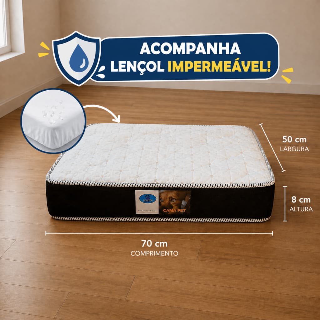 Colchão Para Cachorro 70x50x8cm Espuma Confortável Tecido Bordado acompanha  Capa Impermeável envio imediato