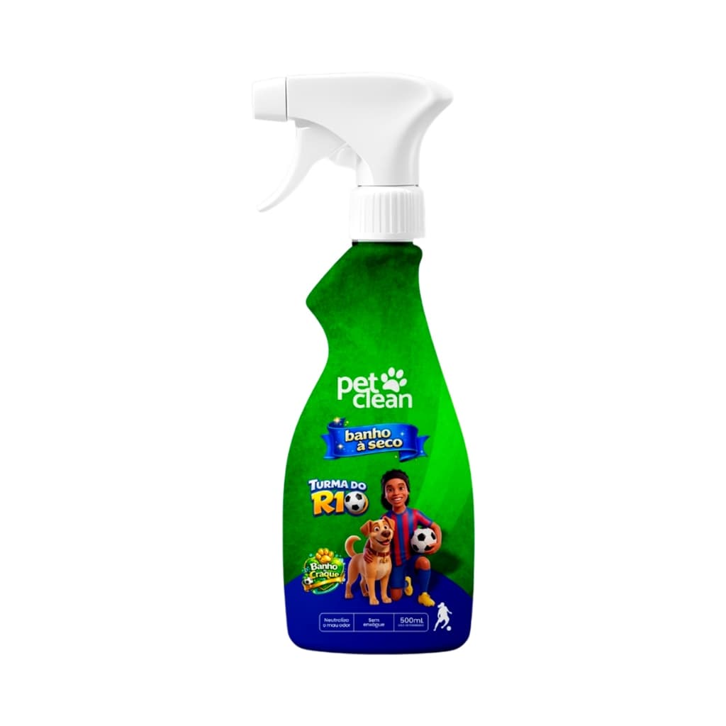Banho a Seco Pet Clean Turma do R10 500ml Limpeza Sem Água Perfuma e Neutraliza Odores Pet