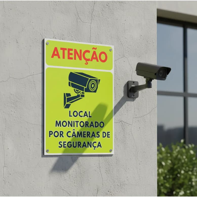 Kit 4 Placas de Sinalização Local Monitorado por Cameras