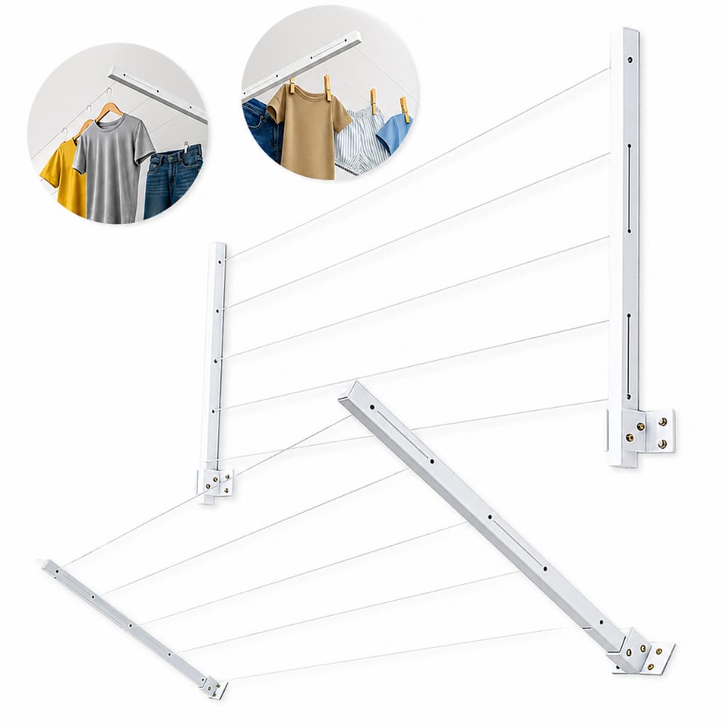 Varal Retrátil De Parede Grande 100% Alumínio Suporte Resistente Recolhivel 60kg - Envio Imediato
