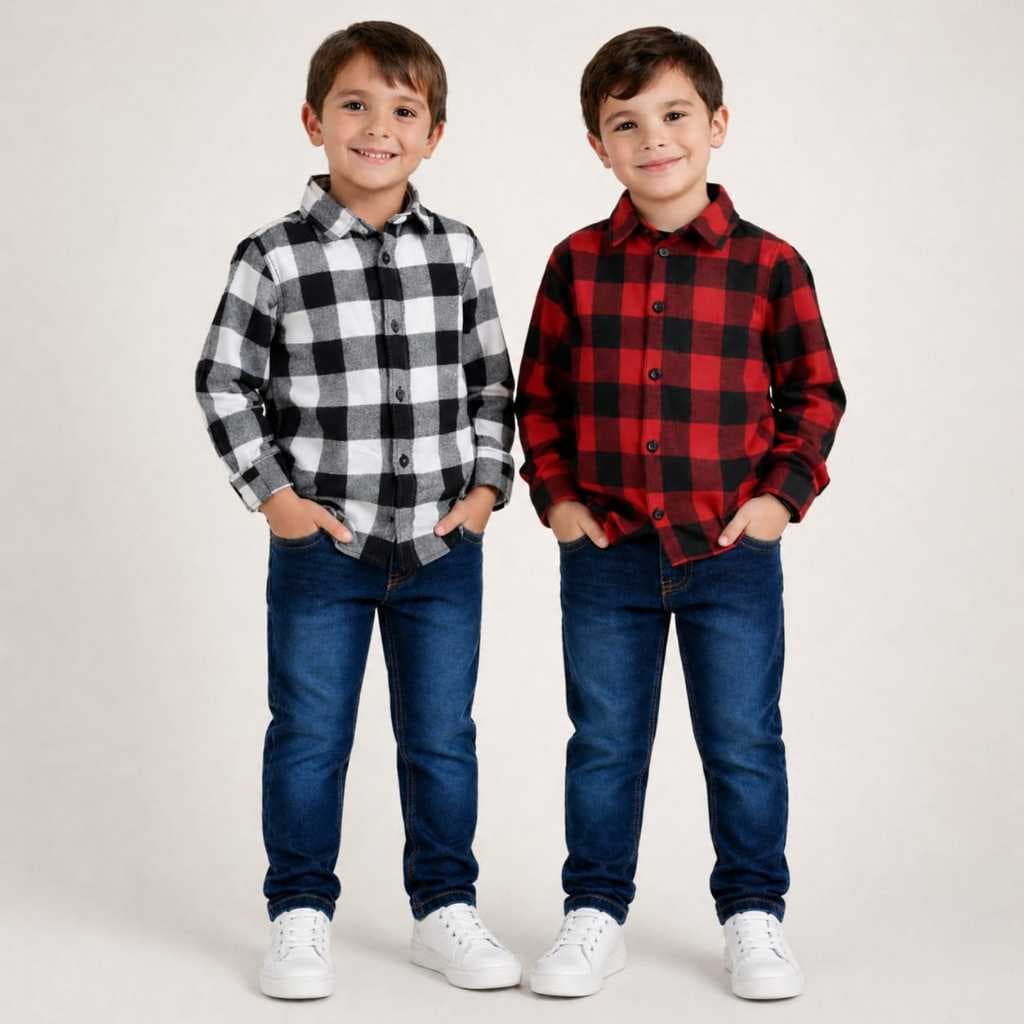 Roupa Conjunto Infantil Festa Junina Camisa Manga Longa Xadrez Calça Jeans