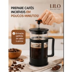 Cafeteira Francesa Prensa Francesa Cafe Fresco 300ml Design Moderno Facil Uso Duravel