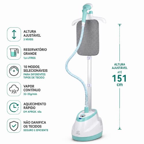 Passadeira a Vapor Vertical 1300W 1,6L Vaporizador de Roupas Ajustável Tecidos Delicados 127V 220V
