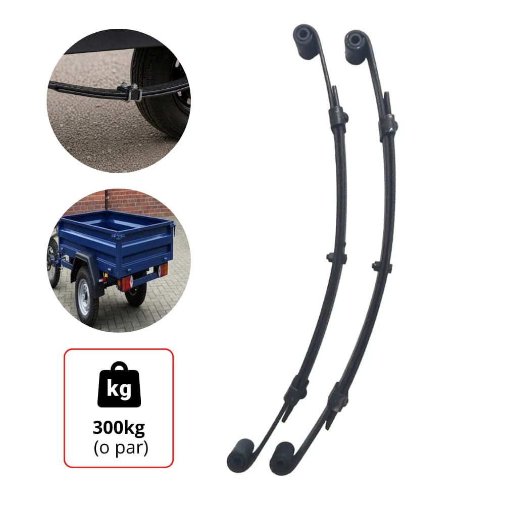 Par Feixes De Molas Molejo 2 Lâminas 60cm Para Carretinha Reboque Leve 300kg