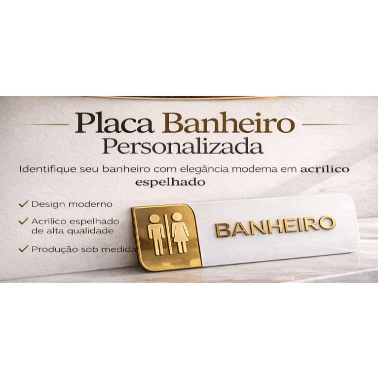 Placa Banheiro Personalizada Porta | Acrílico Espelhado MDF Masculino Feminino WC Toilette