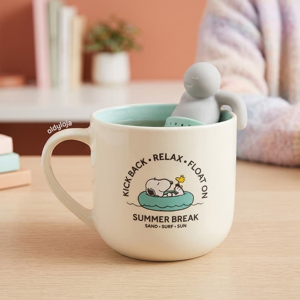 Caneca Snoopy com Infusor de Chá Cerâmica 350ml Licenciada Presente Criativo Canecas Fofas