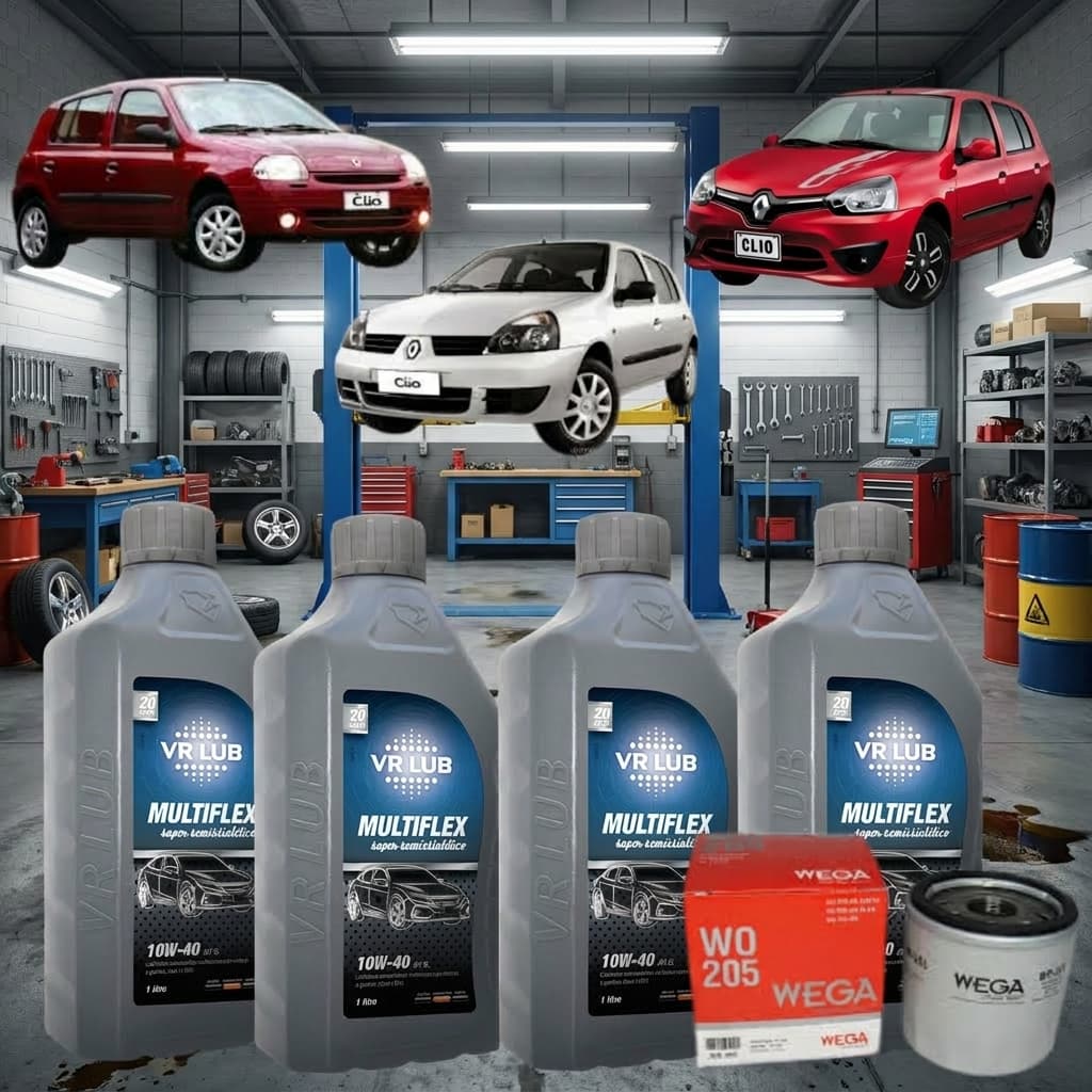 Kit Troca de óleo Renault Clio 1.0 2000 a 2017 4 Litros 10w40 VR + Filtro oleo Wega