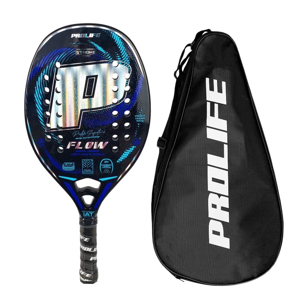 Raquete Beach Tennis Flow Holográfica 100% Fibras de Carbono 3K Prolife Original