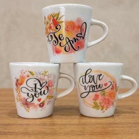 Kit Canecas 120ml frases De Amor Ingles Porcelana Chá Café Personalizada Frases de Amor Escrito Em Ingles Manhá Café