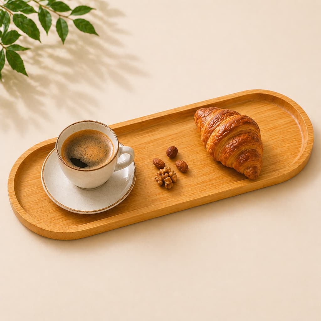 Bandeja Oval Bambu 44cm Ecokitchen Mimo Style | Petisqueira, Tábua, Gamela, Servir, Café, Frios, Mesa Posta, Decoração,