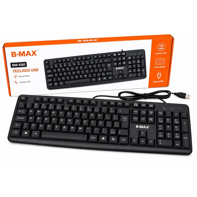 Teclado USB B-Max ABNT2 Com Fio Para Computador e Notebook”