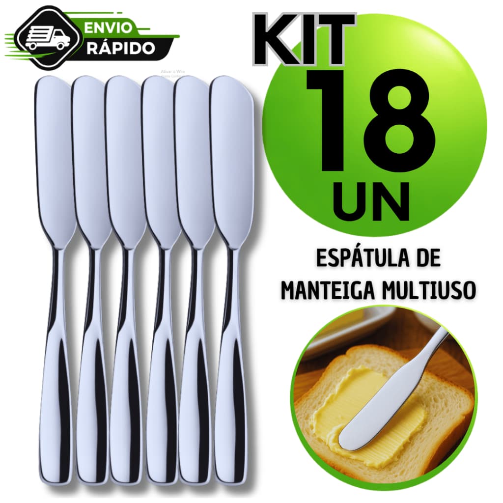KIT  Espatula para Manteiga Aço Inox para Pate Geleia Requeijão Margarina Casa Cozinha Restaurante