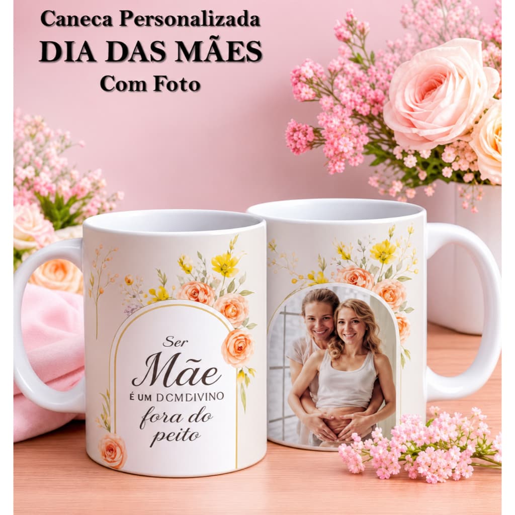 Caneca Xícara Personalizada Porcelana Dia das Mães Com Foto Uso Exclusivo Mãe Dinda Avó Madrinha Mãe