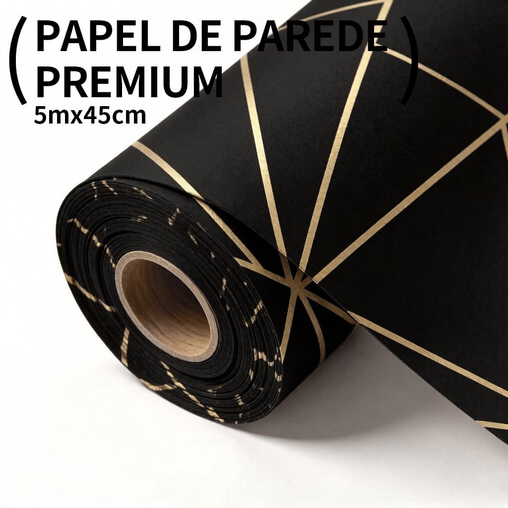 Adesivo Premium de Parede 5Metros x 45cm Lavável Zara Rosa Rose Gold linhas amareladas Quarto Sala Autocolante