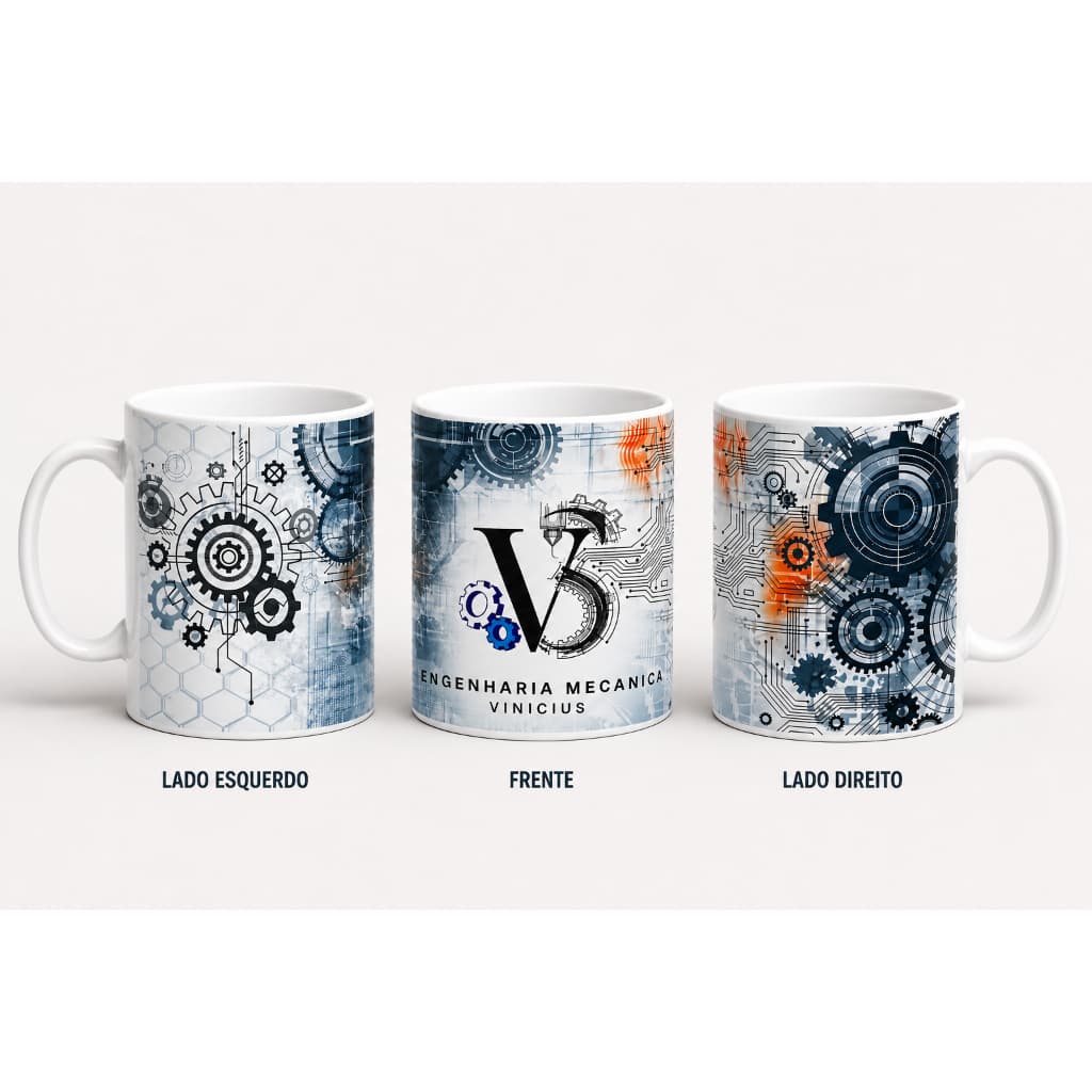 Caneca Profissão Engenharia Mecânica – Personalizada com Nome 325 ml