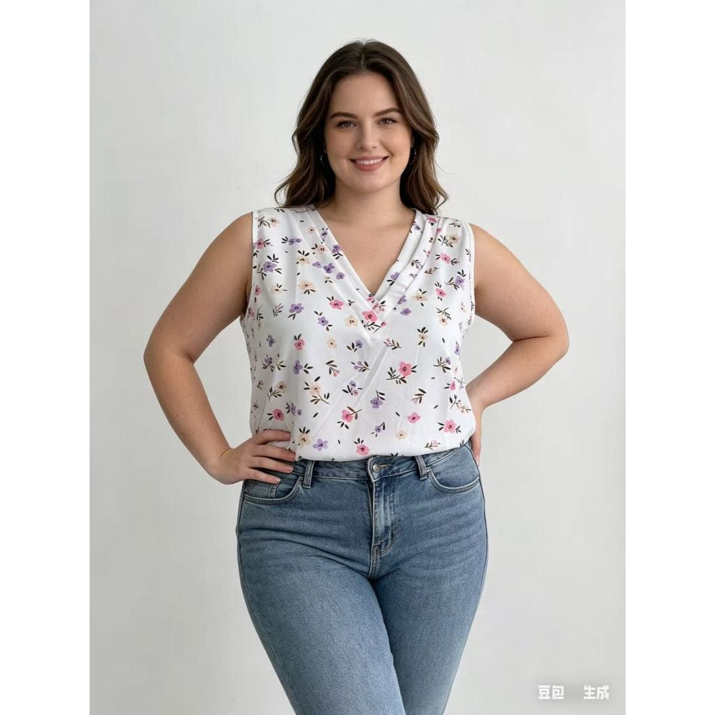 Blusa Estampado/Liso Plus 46-50 estilo básico