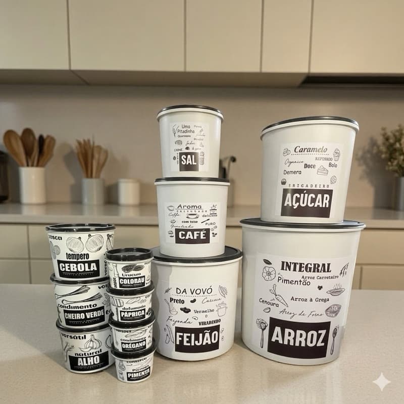 Kit Mantimentos 12 Peças Para Cozinha Decorado!