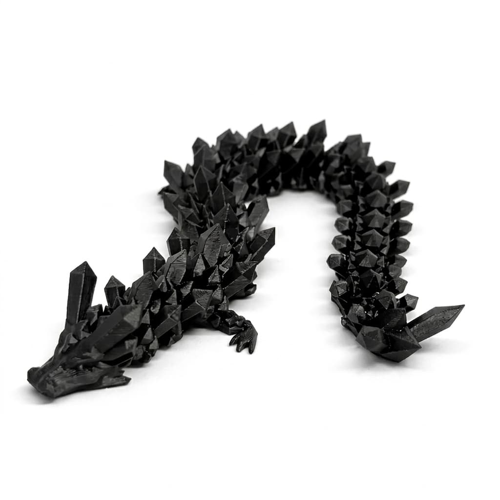 Dragão Articulado de Cristal Grande com 30cm Decoração Colecionável Premium na cor Preto Branco