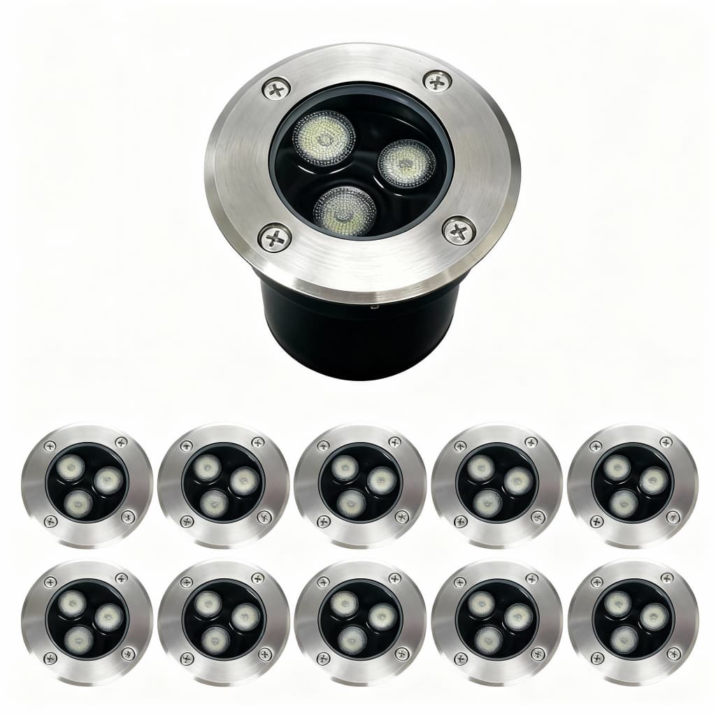 Kit10 Balizador Spot Led Embutir Chão Piso Jardim 3w  verde Lâmpada Luminária Bivolt Blindado Prova D'água