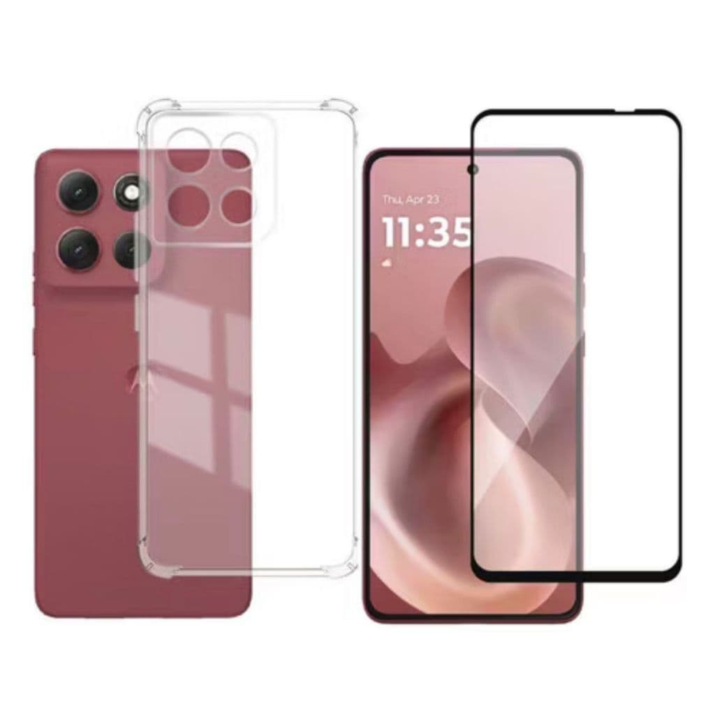 Capinha Capa Case Transparente Com Película Para Motorola G86
