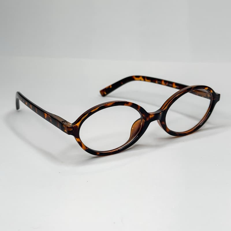 Óculos Feminino Oval com Case Armação Grau Tartaruga Acetato Retro Blogueira