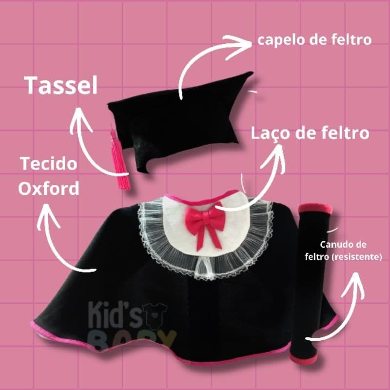 kit mesversário beca rosa / conclusão mesversário -formatura bebe