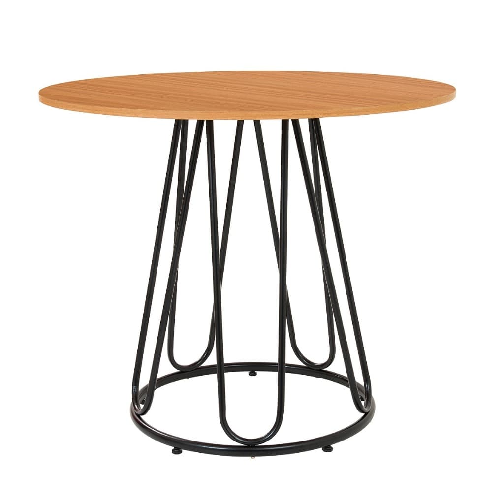Mesa Redonda Compacta Sala De Jantar Tampo Mdp 90Cm Cozinha Base Em Aço