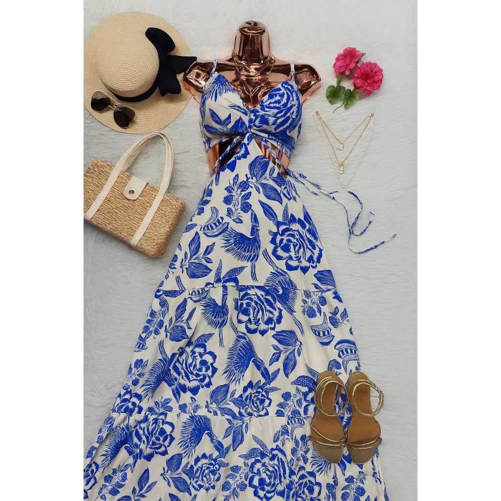 Vestido Feminino Longo Estampado Elegante Verão Moda Casual Festa Vestido Feminino Lindo