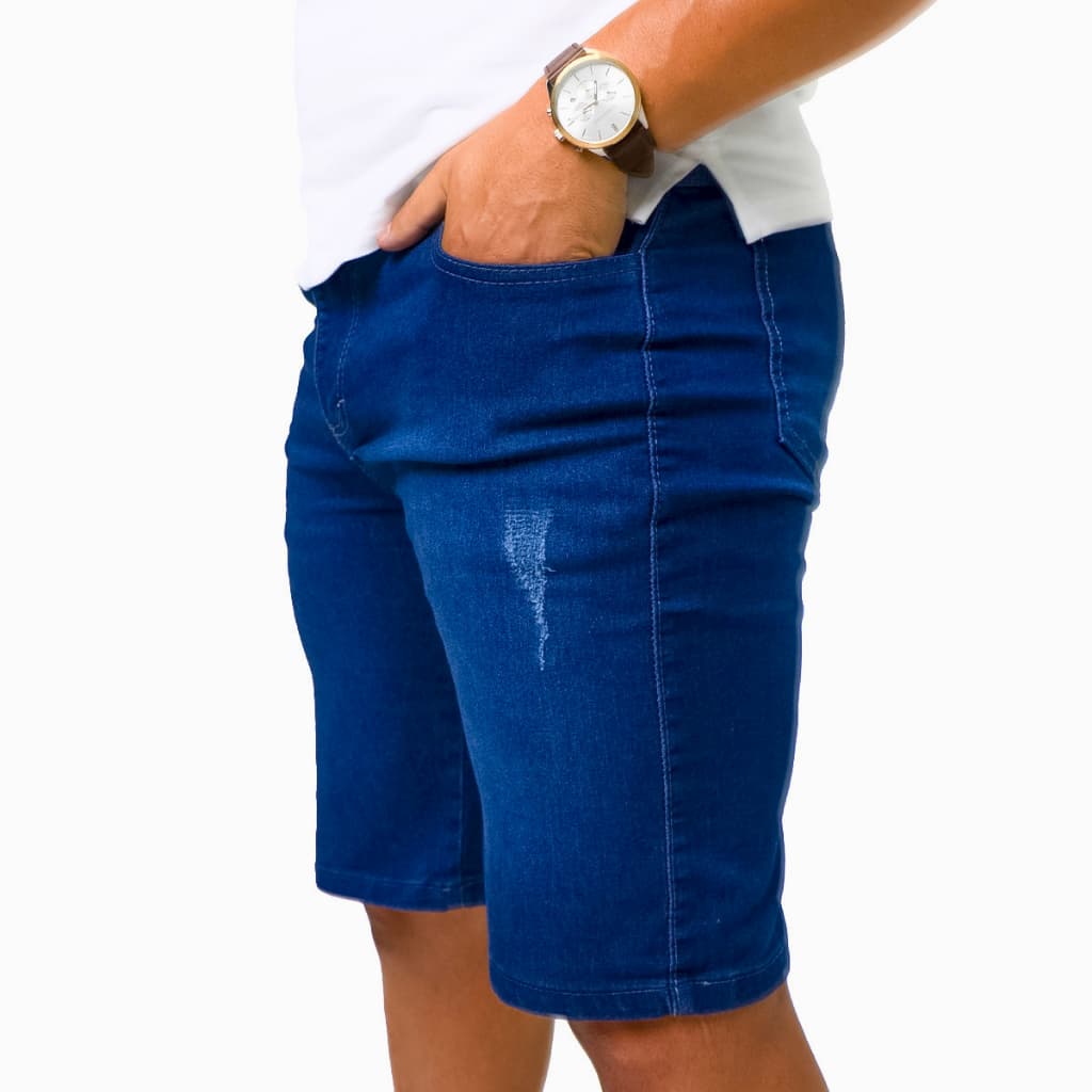 Bermuda Jeans Com Elastano Masculina Lycra Premium | Original Lions Jeans - Melhor Preço Shopee